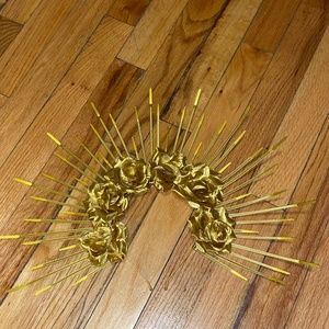 Gold Flower Crown Headband with Spikes